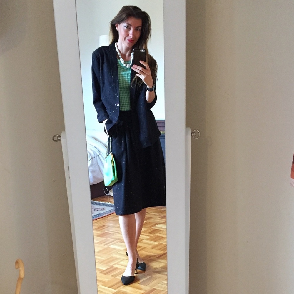 Vintage wool skirt and blazer 2 piece set/suit